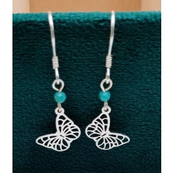Kolczyki srebrne motylki z kamieniem turkus srebro 925